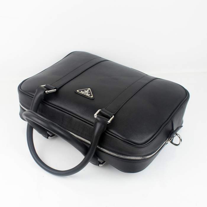 Prada Vela Leather Handbag 0661 Black