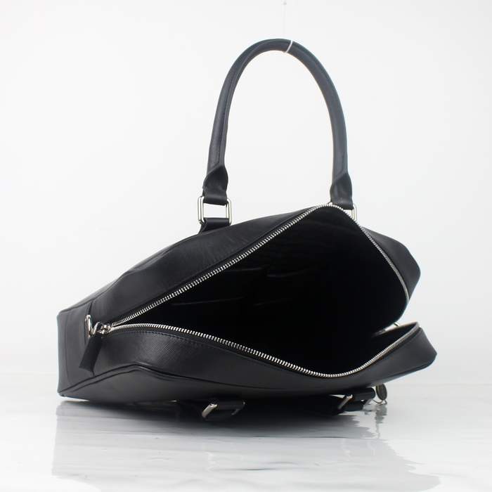 Prada Vela Leather Handbag 0661 Black