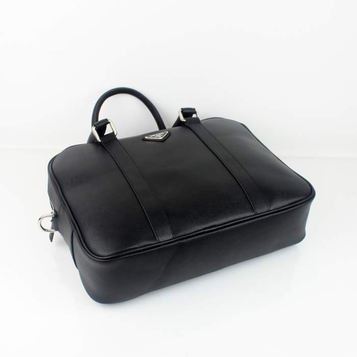 Prada Vela Leather Handbag 0661 Black