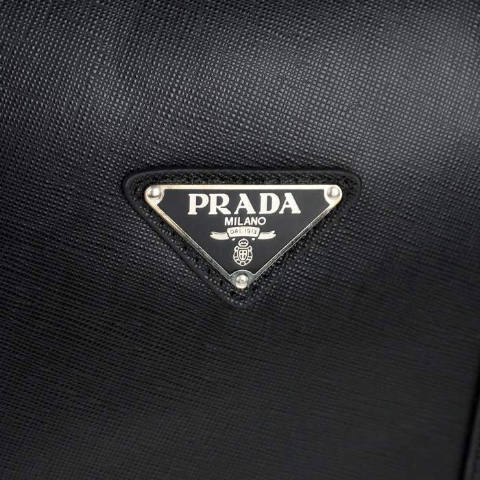 Prada Vela Leather Handbag 0661 Black