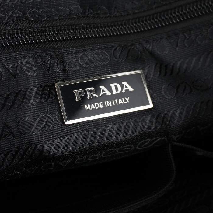 Prada Vela Leather Handbag 0661 Black