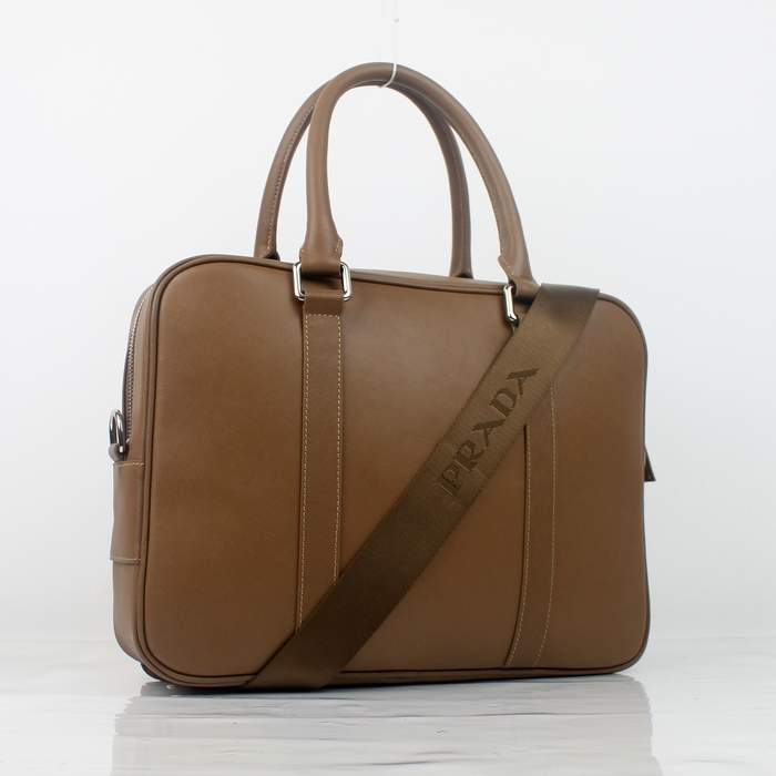 Prada Vela Leather Handbag 0661 Coffee