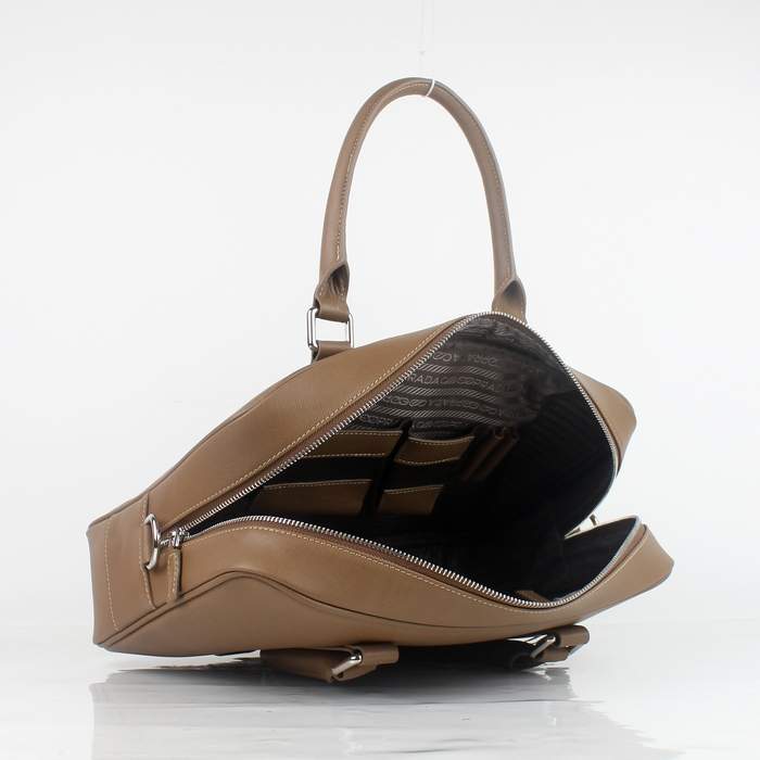 Prada Vela Leather Handbag 0661 Coffee