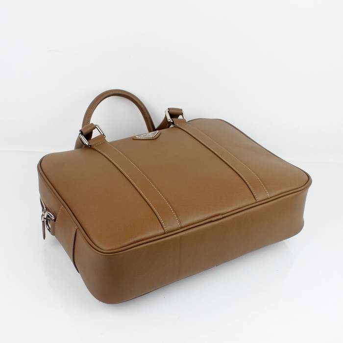 Prada Vela Leather Handbag 0661 Coffee