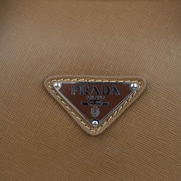 Prada Vela Leather Handbag 0661 Coffee