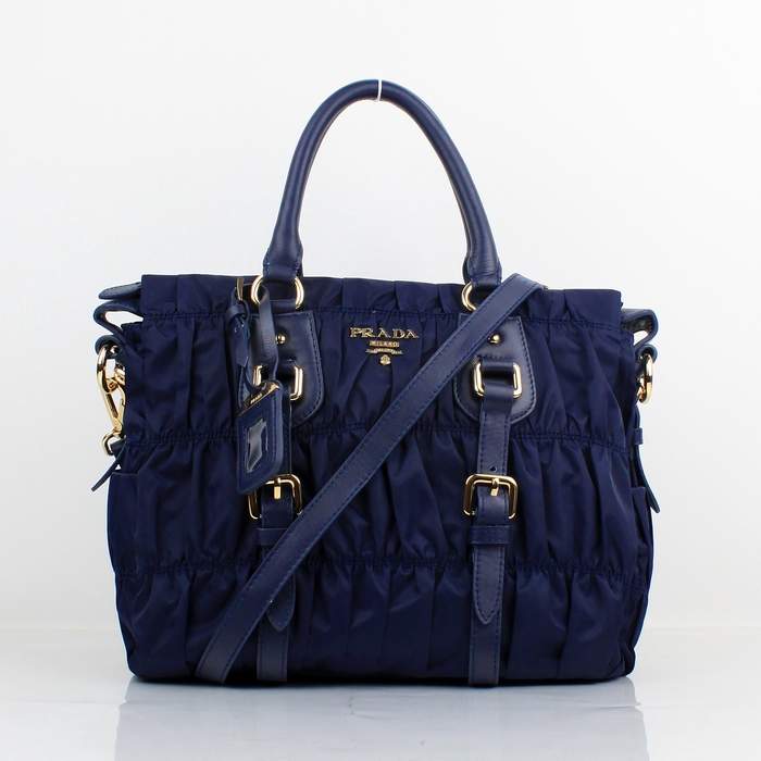 Prada Gaufre Fabric Top Handle Bag BN1336 Blue