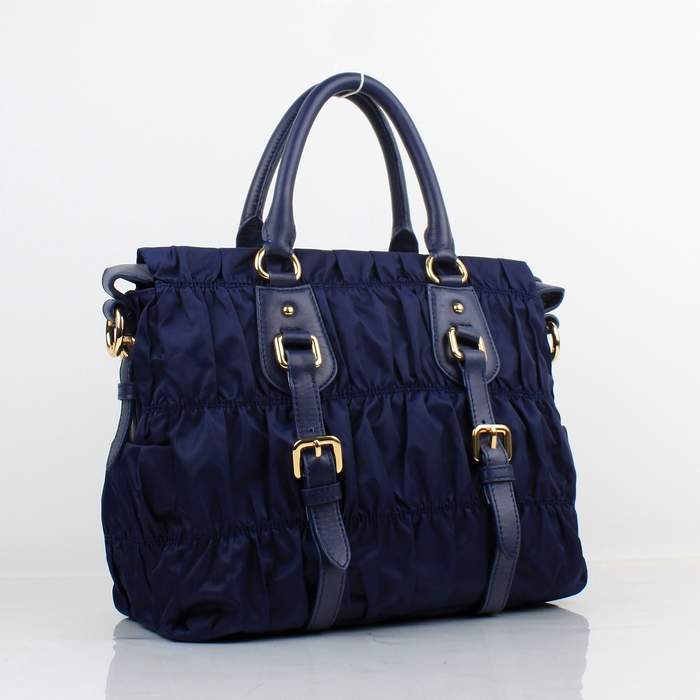 Prada Gaufre Fabric Top Handle Bag BN1336 Blue