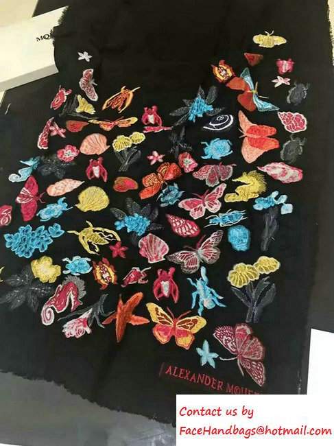 Alexander McQueen Butterfly Scarf Black 2016