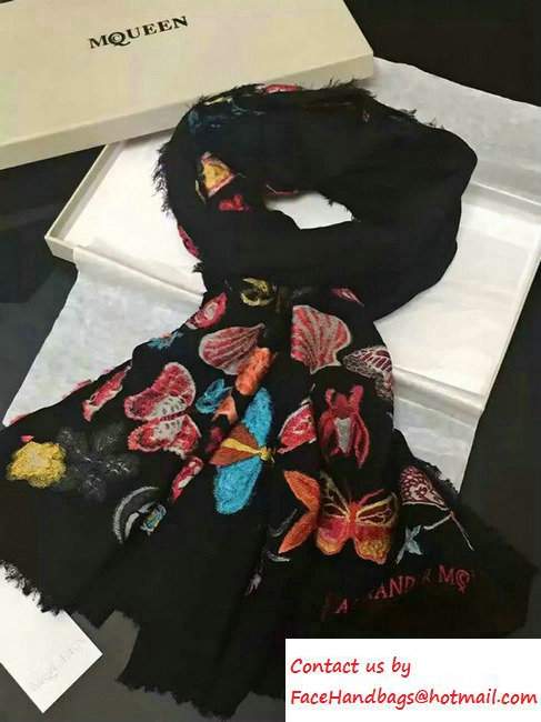 Alexander McQueen Butterfly Scarf Black 2016