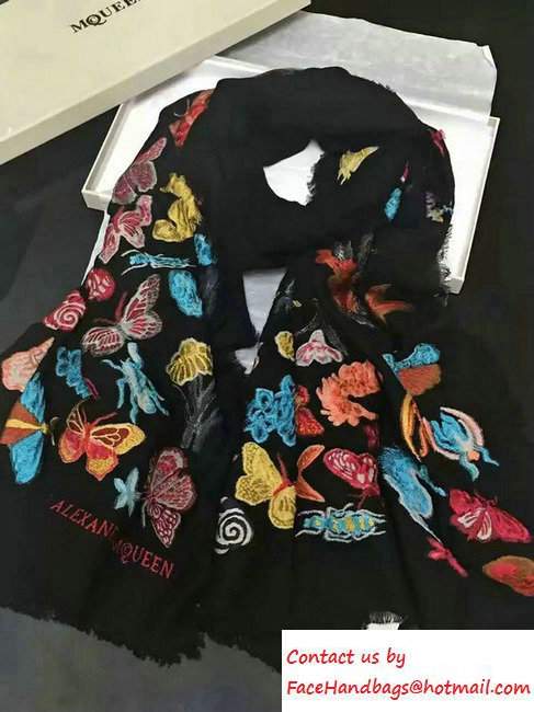 Alexander McQueen Butterfly Scarf Black 2016