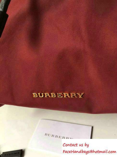 Burberry Technical Nylon And Leather Rucksack Large Backpack Bag burgundy 2016