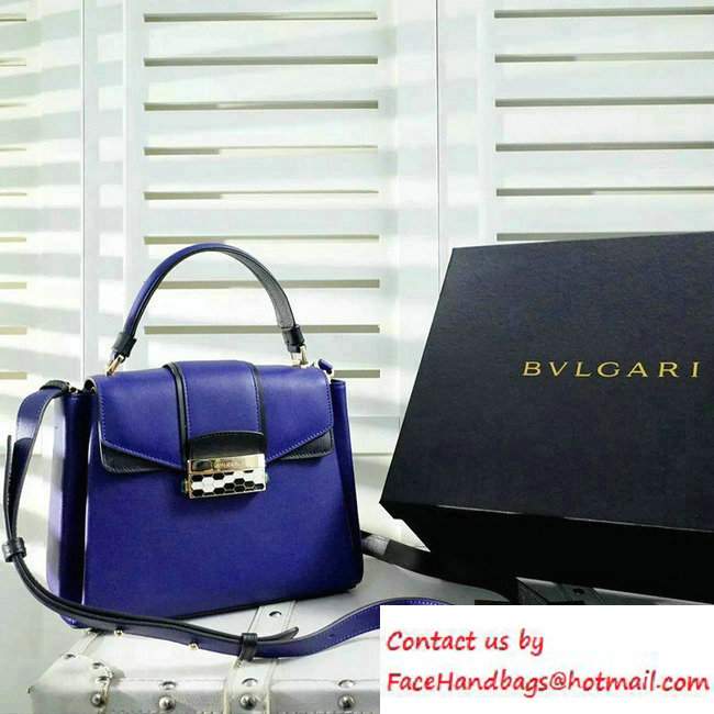 Bvlgari Serpenti Viper Top Handle Bag Blue 2016