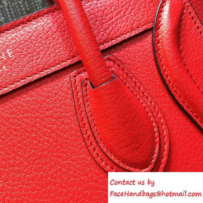 Celine Luggage Nano Tote Bag in Original Goatskin Leather Cerise 2016