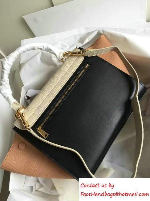 Celine Trapeze Small Tote Bag in Original Leather Grained Creamy/Black/Crinkle Apricot 2016