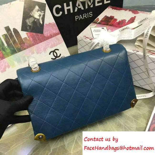 Chanel Lambskin Golden CC Logo Flap Bag A93515 Blue 2016