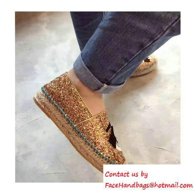 Chiara Ferragni Heel 3cm Blink Eyes Glitter Espadrilles Gold