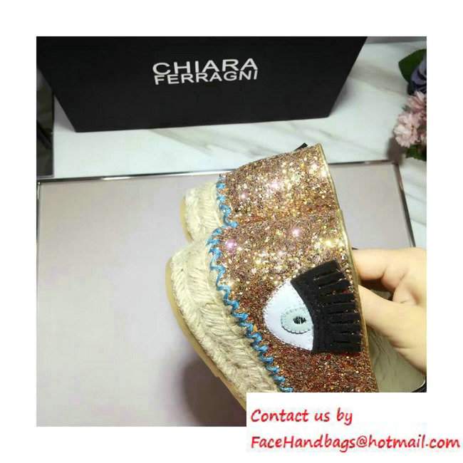 Chiara Ferragni Women's Natalie Glitter Espadrilles Black/Gold