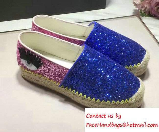 Chiara Ferragni Women's Natalie Glitter Espadrilles Blue/Pink