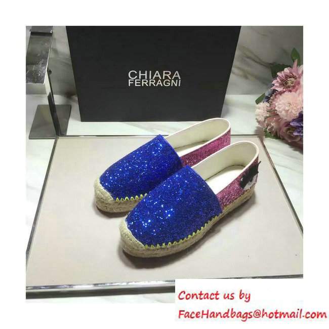 Chiara Ferragni Women's Natalie Glitter Espadrilles Blue/Pink