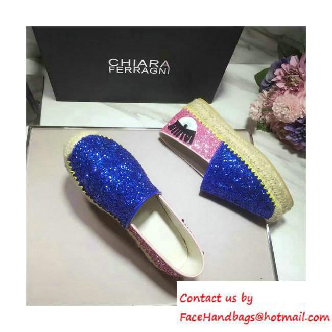 Chiara Ferragni Women's Natalie Glitter Espadrilles Blue/Pink