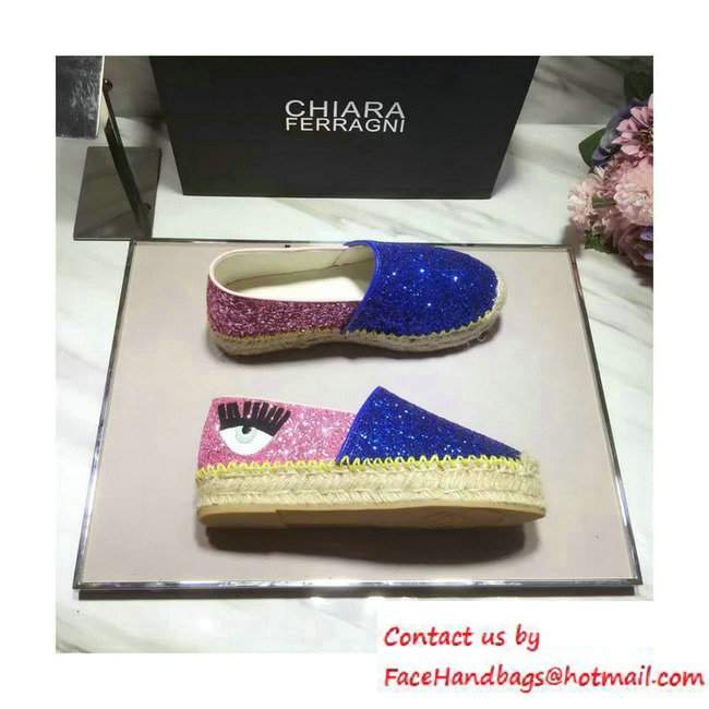 Chiara Ferragni Women's Natalie Glitter Espadrilles Blue/Pink