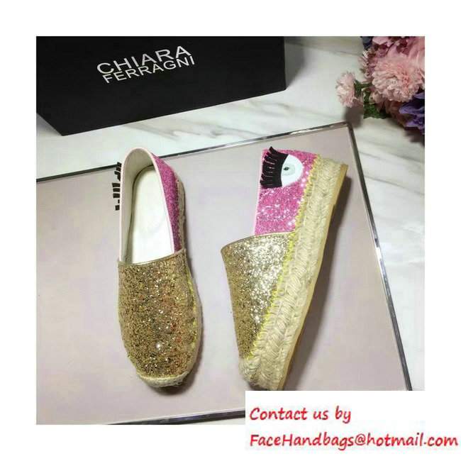 Chiara Ferragni Women's Natalie Glitter Espadrilles Gold/Pink