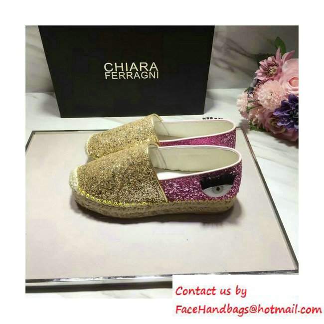 Chiara Ferragni Women's Natalie Glitter Espadrilles Gold/Pink