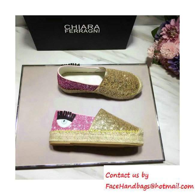 Chiara Ferragni Women's Natalie Glitter Espadrilles Gold/Pink