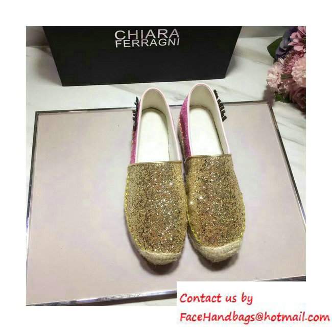 Chiara Ferragni Women's Natalie Glitter Espadrilles Gold/Pink