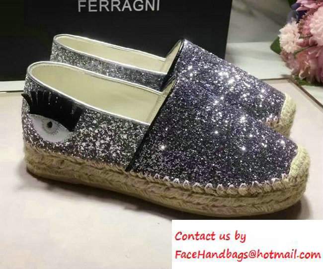 Chiara Ferragni Women's Natalie Glitter Espadrilles Silver