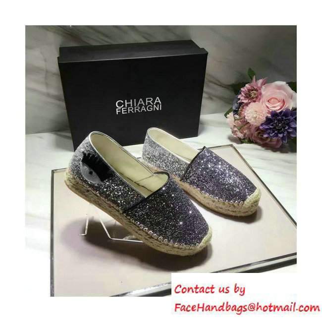 Chiara Ferragni Women's Natalie Glitter Espadrilles Silver