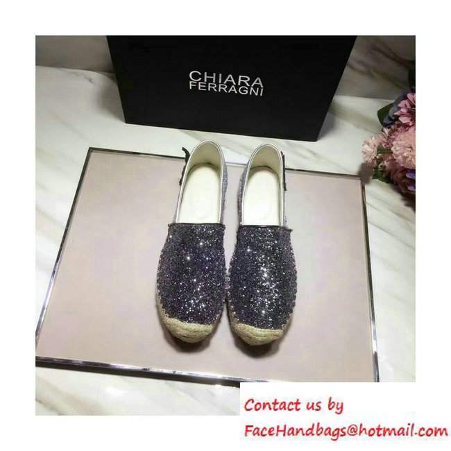 Chiara Ferragni Women's Natalie Glitter Espadrilles Silver