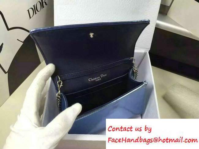 Dior Perforated Metallic Calfskin Diorama Micro Flap Bag Light Blue 2016