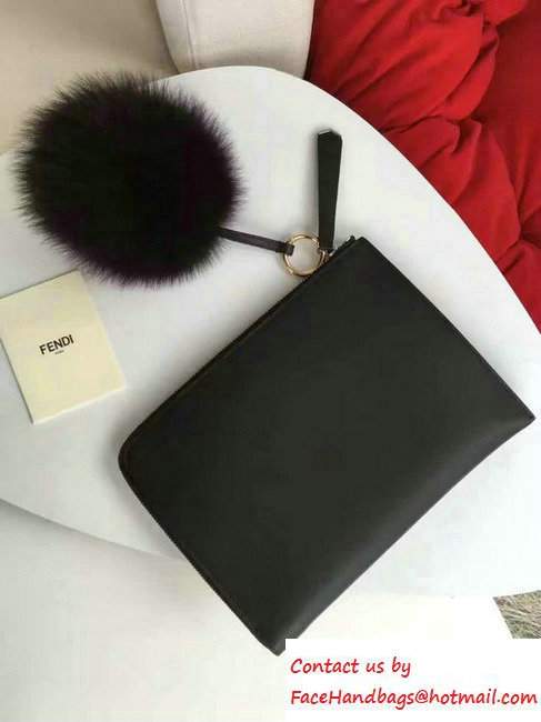 Fendi Inserts and Fox-Fur Monster Flat Clutch Bag Pre-fall 2016