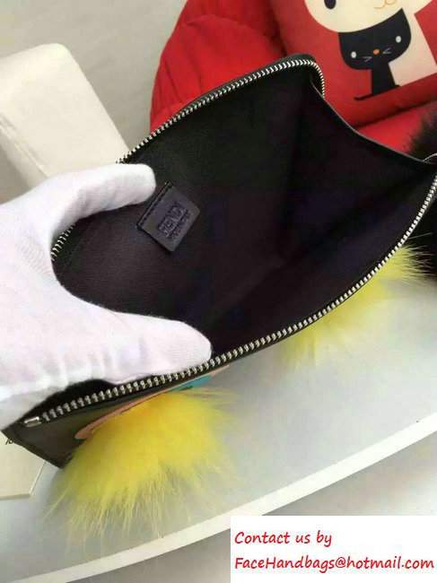 Fendi Inserts and Fox-Fur Monster Flat Clutch Bag Pre-fall 2016