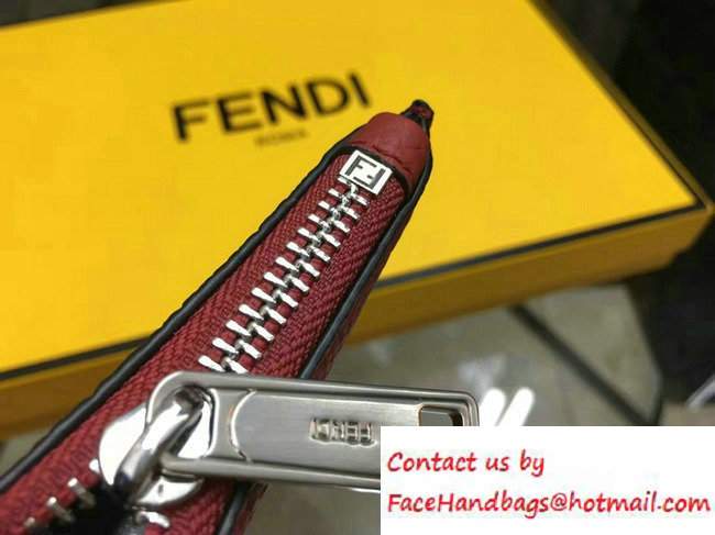 Fendi Roman Leather Faces Slim Clutch Pouch Bag Red 2016 - Click Image to Close