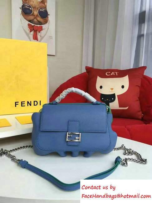 Fendi Wavy Double Micro Baguette Bag Burgundy/Blue 2016