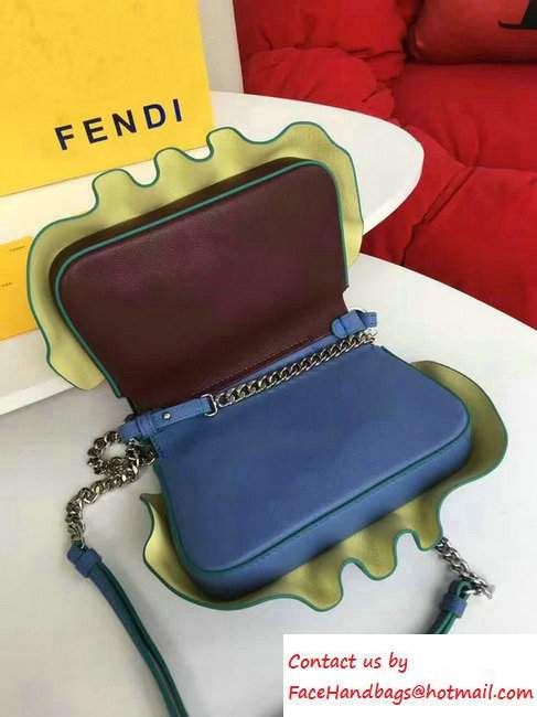 Fendi Wavy Double Micro Baguette Bag Burgundy/Blue 2016