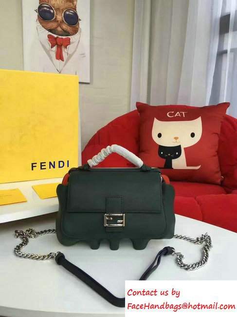 Fendi Wavy Double Micro Baguette Bag Turquoise/Dark Green 2016