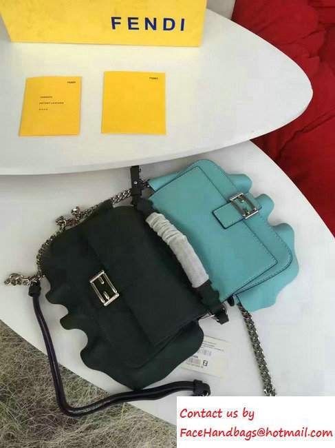 Fendi Wavy Double Micro Baguette Bag Turquoise/Dark Green 2016