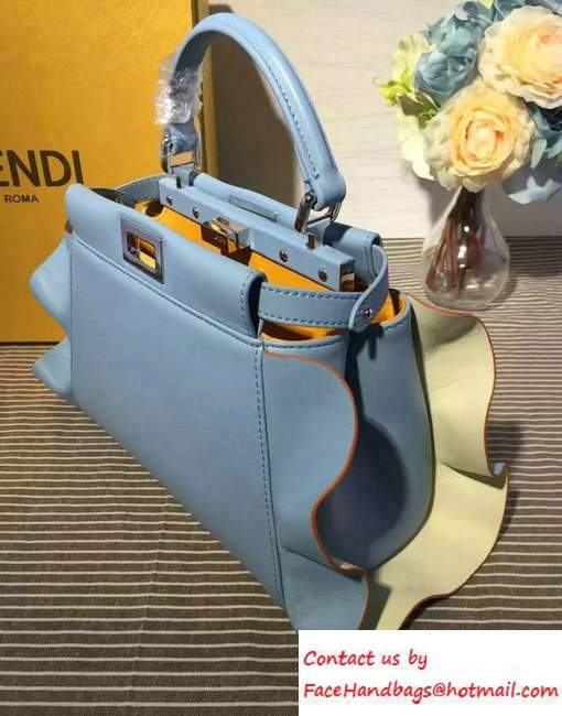 Fendi Wavy Mini Peekaboo Runway Bag Sky Blue/yellow Fall 2016