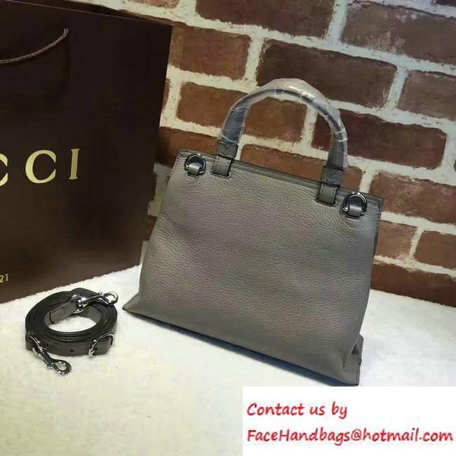 Gucci Bamboo Daily Leather Top Handle Small Bag 370831 Gray