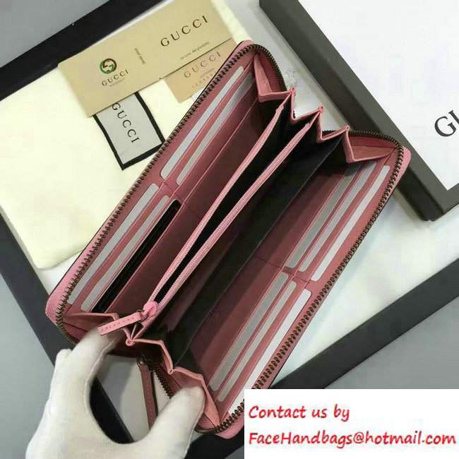 Gucci GG Supreme Zip Around Wallet 410102 Pink 2016