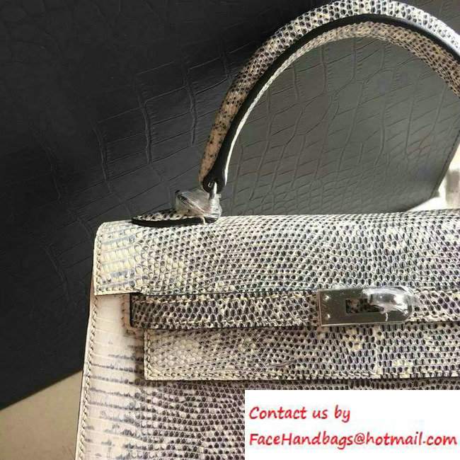 Hermes Lizard Leather Kelly 25/28/32 Bag Gray 2016