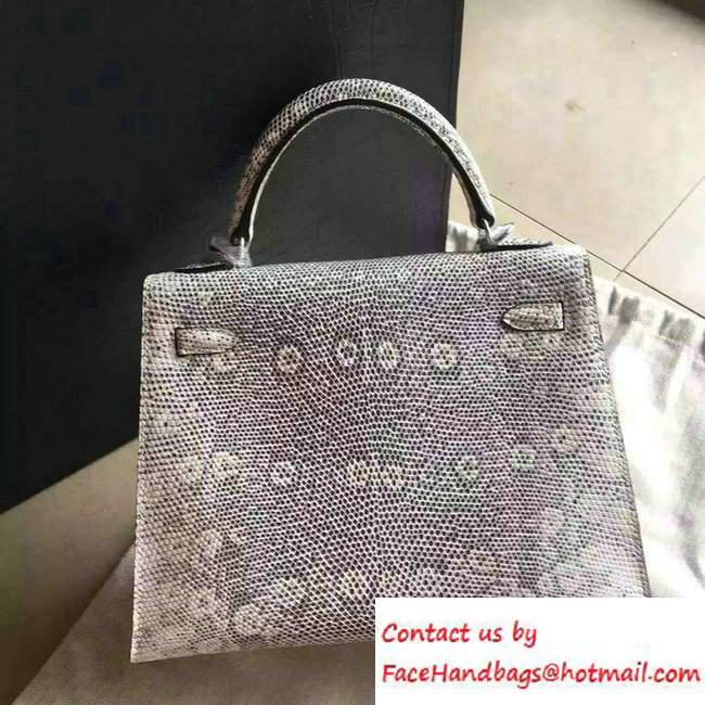 Hermes Lizard Leather Kelly 25/28/32 Bag Gray 2016