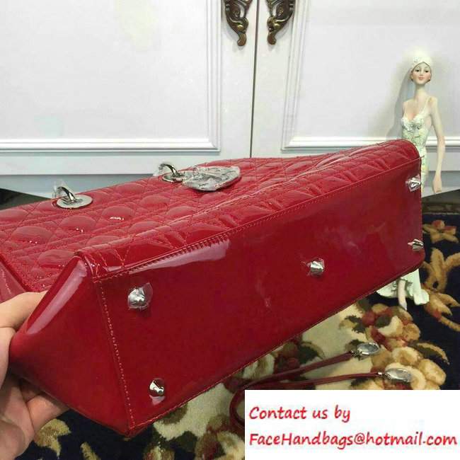 Lady Dior Large Bag in Patent Leather Dark Red