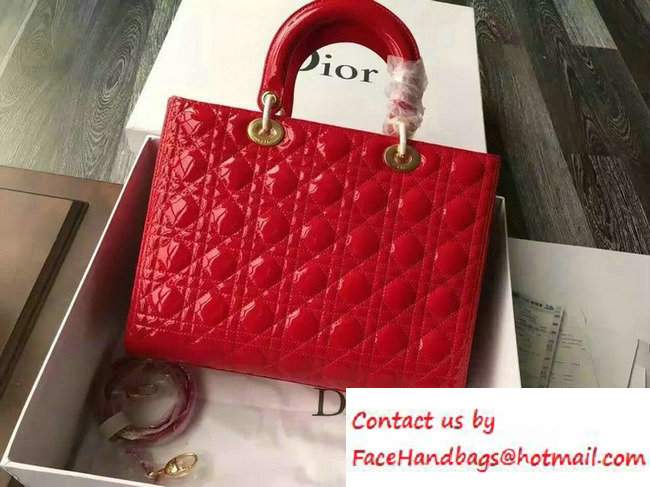 Lady Dior Large Bag in Patent Leather Red