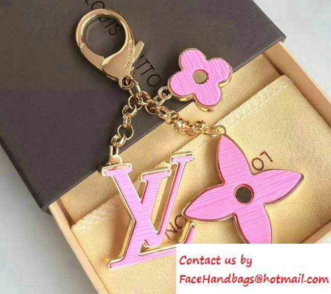Louis Vuitton Fleur d'Epi Bag Charm Key Ring Pink Gold