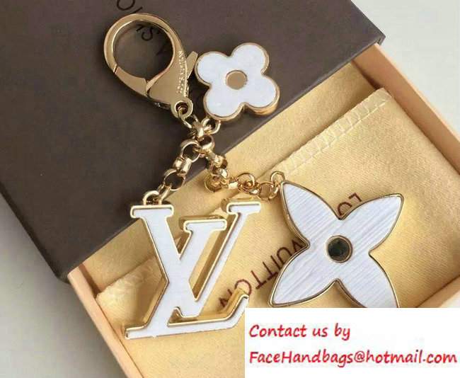 Louis Vuitton Fleur d'Epi Bag Charm Key Ring White Gold