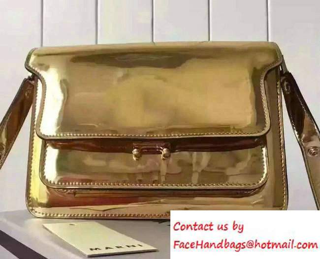 Marni Box Leather Trunk Bag Gold 2016